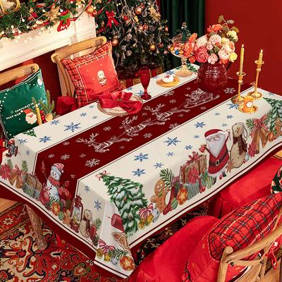 Weihnachtsmotiv Ölfeste Wasserdichte Tischdecke Rechteckige Esstischdecke Heimparty Dekoration Leicht zu Reinigen