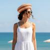 Color Block Dome Cap Striped Pattern Sun Hat Brim Hat Straw Top Hat  Fashion Women