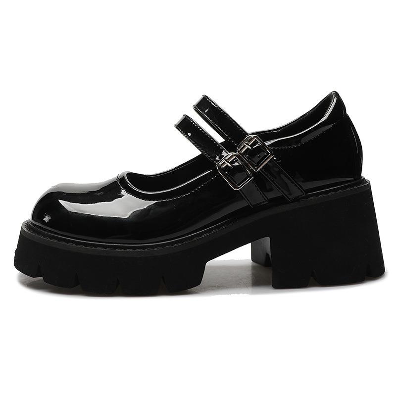 Retro Mary Jane small leather shoes women's shoes round head platform single shoes new large size shoes-4