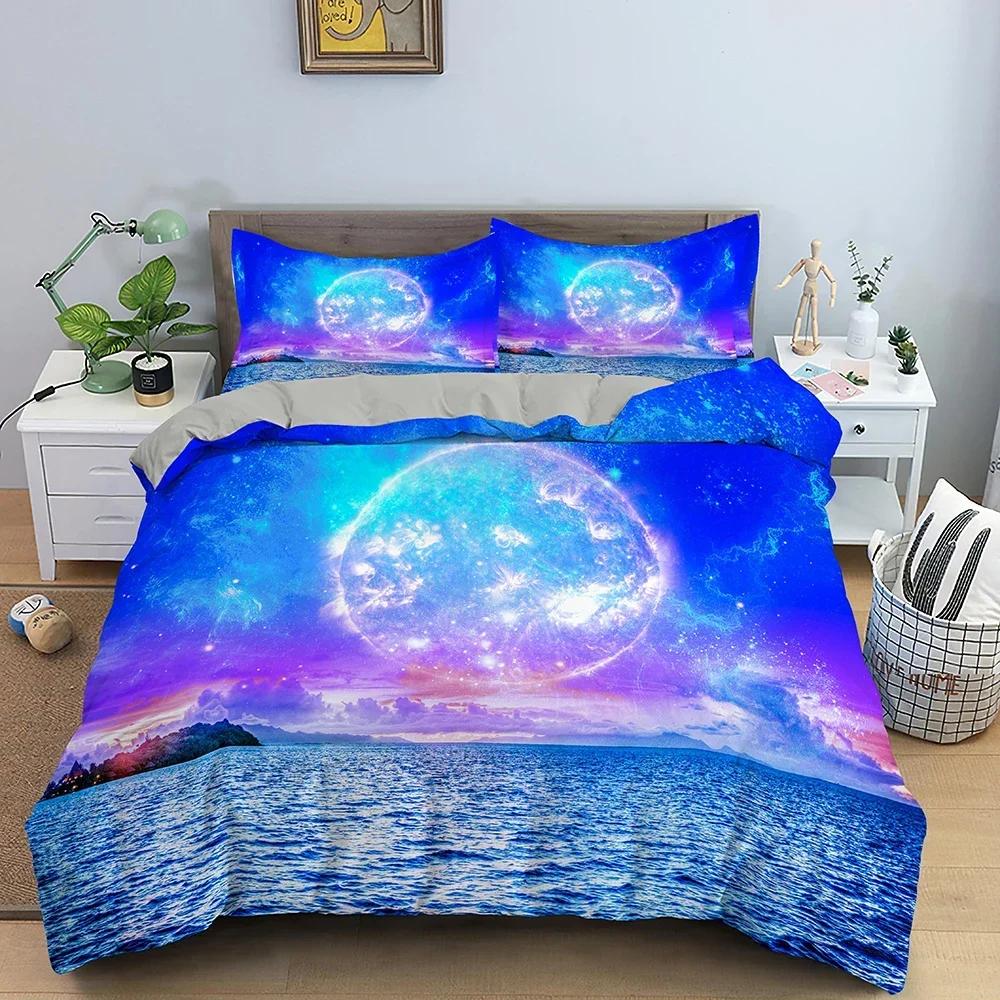 Luxury New 3D Print Natural Scenery Duvet Cover Set Moonlight Shadow Bedding Set Comforter Cover Queen King Size Home Textiles