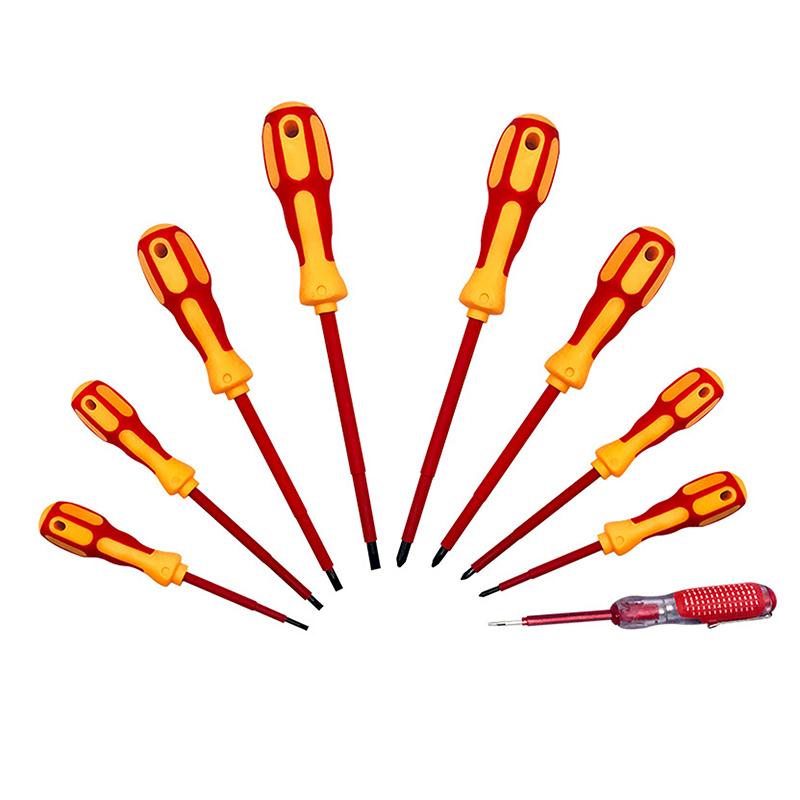

Набор из 9 магнитных отверток, изолированные биты Phillips, шлицевые, ручные инструменты электрика, многофункциональная магнитная отвертка