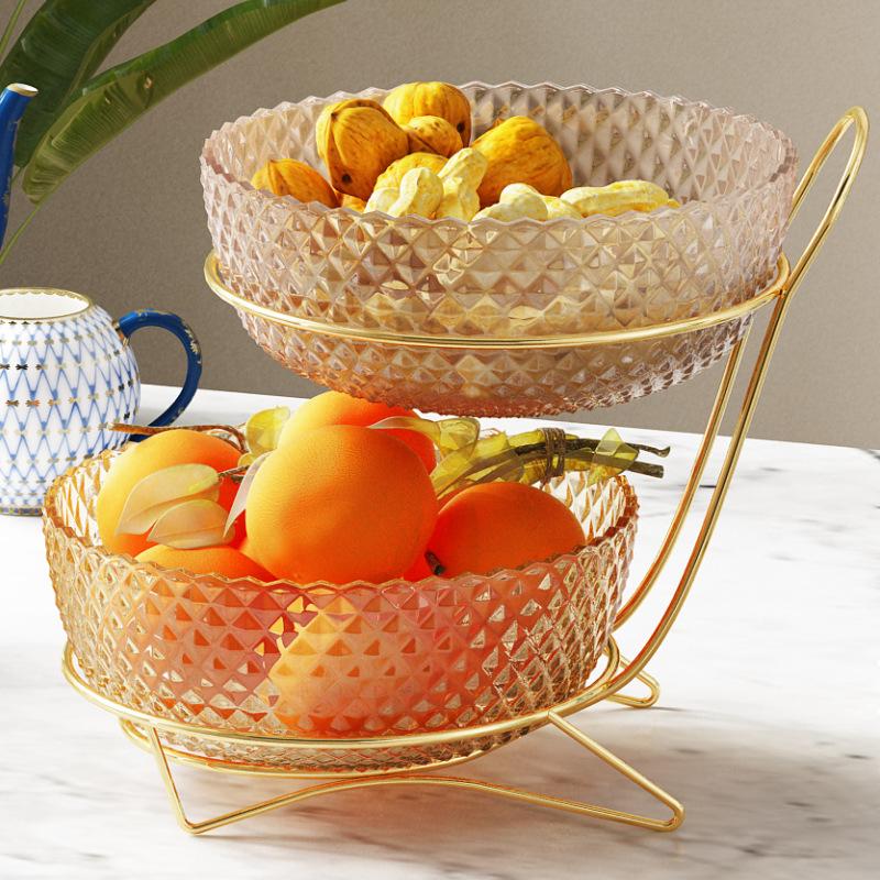 Fruit Tray Home Living Room Tea Table Multi-layer Double-layer Light Luxury High-end Fruit Basket Snack Placing Plate