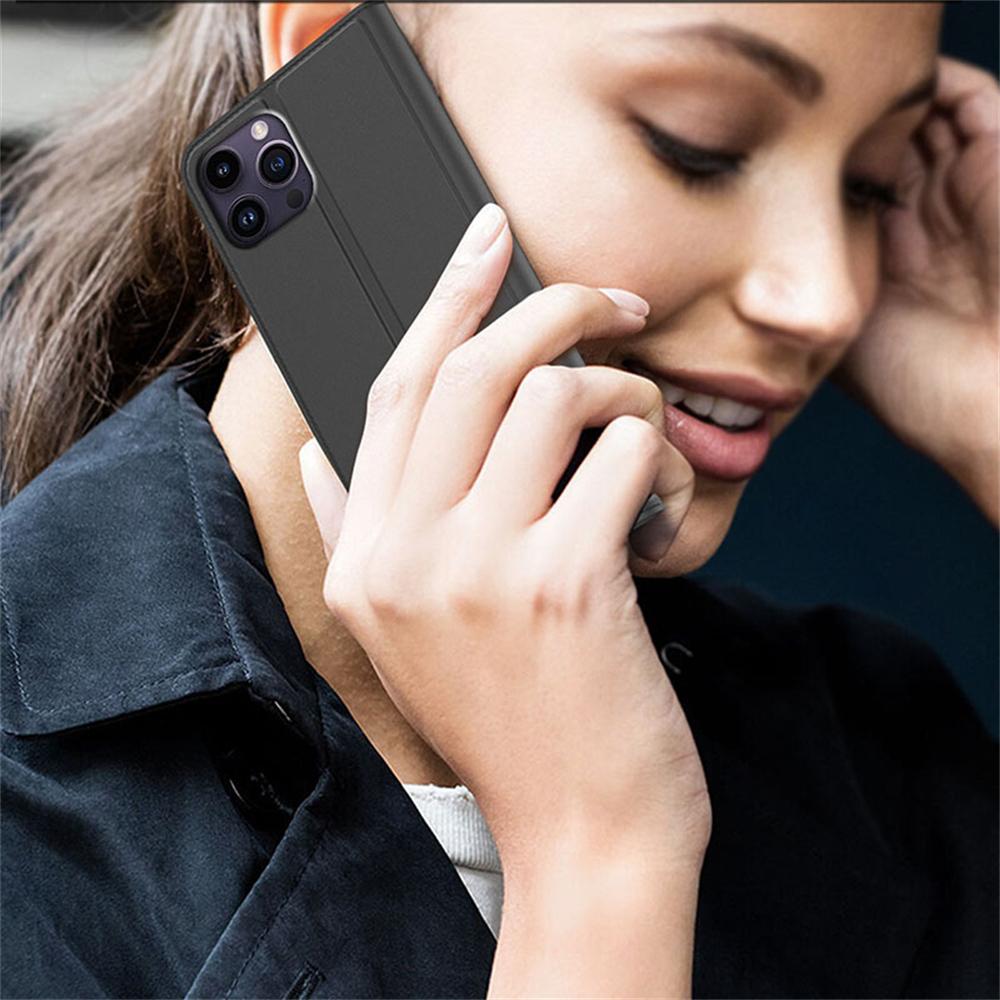 For iPhone 13 Pro Max Case Stand Leather Phone Cover with Card Holder Built-In Magnetic Closure