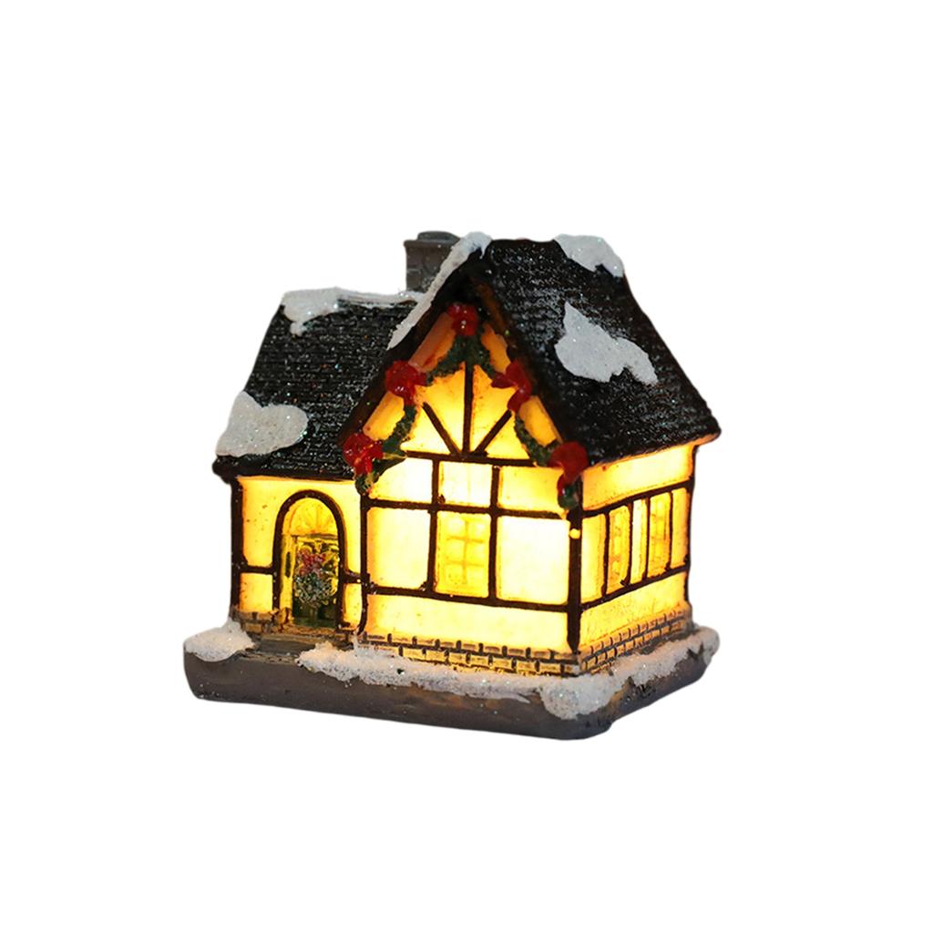 LED Light DIY Resin Small House Battery Operate Christmas Ornamnet for Home Xmas New Year Decor Christmas Village Houses 2025