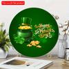 2D Flat 20*20cm1pc Happy St.Patrick's Day Three-leaf Clover&gold&hat Patterns Green Theme Round Door Pendant, St.Patrick'sDay Hanging Wooden Suitable
