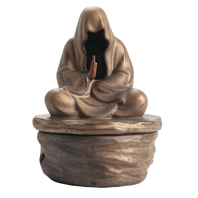 Creative Ceramic Gilded Iron Glaze Formless Zen-inspired Incense Burner Chinese Retro Style Split Design Tea Ceremony Decoration