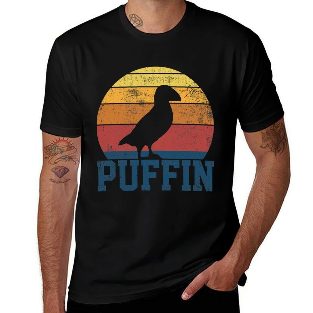 Puffin Birds Iceland Retro Tshirt Holiday Party Tee Shirt