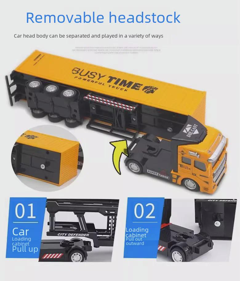Grenzüberschreitendes Legierungs-Großes Baustellenfahrzeug Transport-LKW Sattelzugmaschine Modell Spielzeug für Jungen mit englischer Verpackung