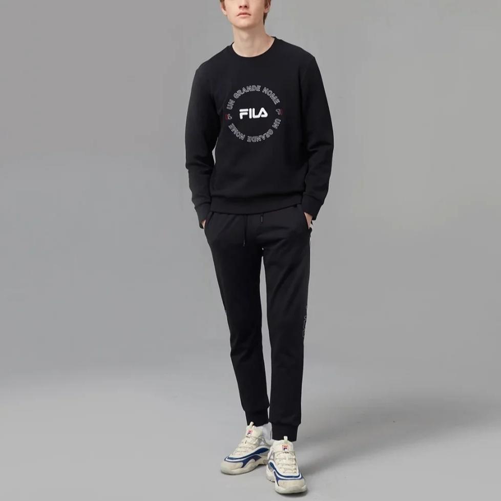 FILA Original Knitted Trendy Pullover Big Logo Sports Fashion Breathable Long Sleeve Sweatshirt Men sweatshirt F11M938202F-NV