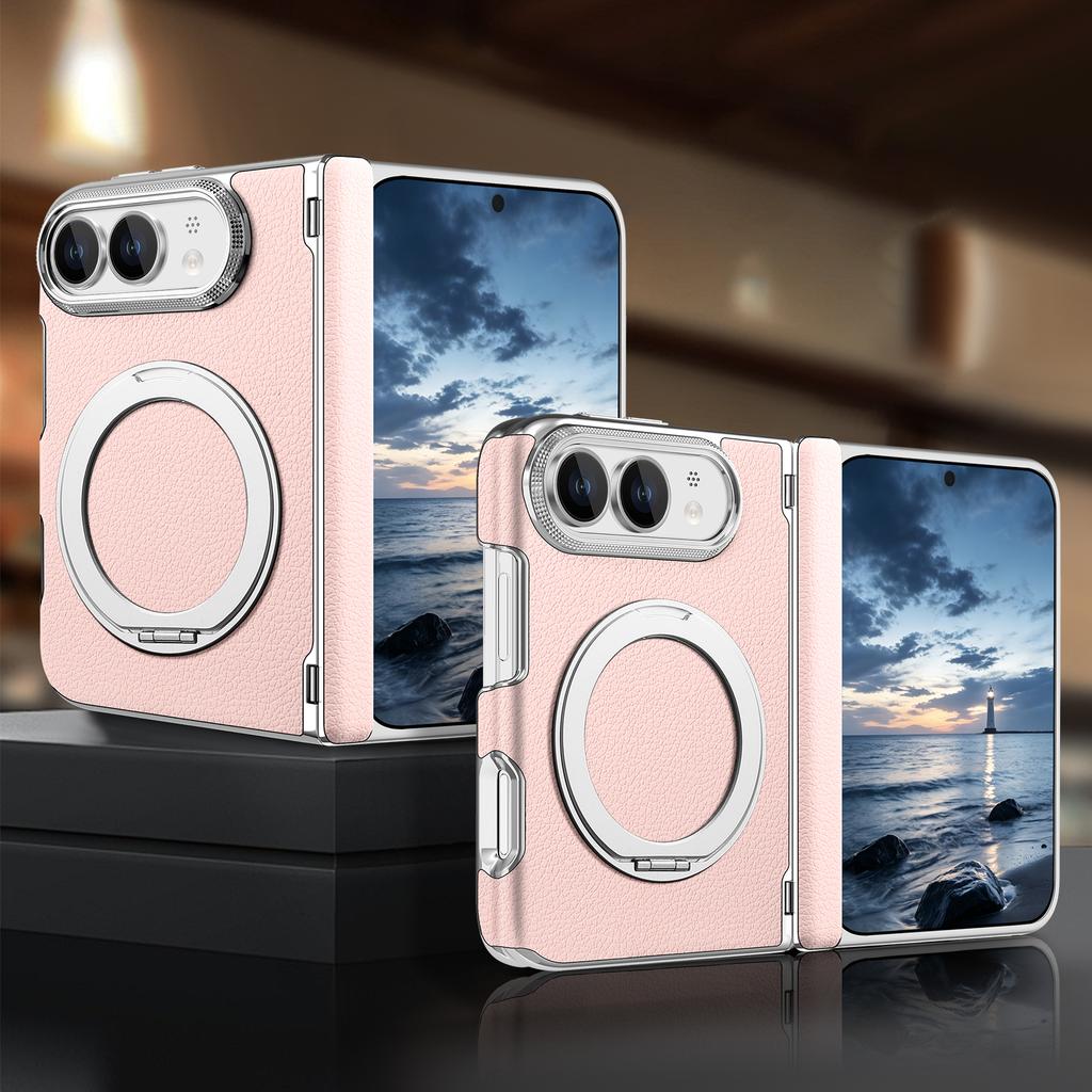 For iPhone Duo Ultra Fold Case Luxury Leather Matte Magnetic Rotating Bracket Shockproof Protection Hard Back Cover Accessories
