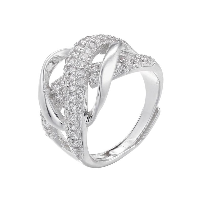 ZHUKOU 6 styles Cubic Zirconia women rings Brass exquisite opening rings 3 lines 4 lines Heart rings Jewelry VJ476