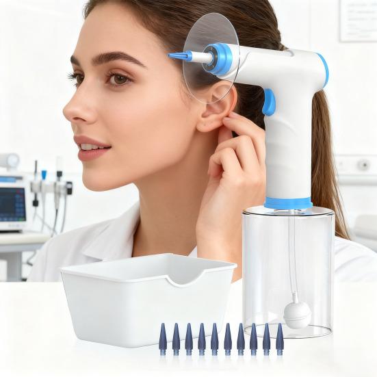 Elektrischer Ohrenschmalzentferner 4-Modus Ohrreinigungsset mit LED-Licht Wiederverwendbares Ohrspülset für sichere und effektive Heimanwendung