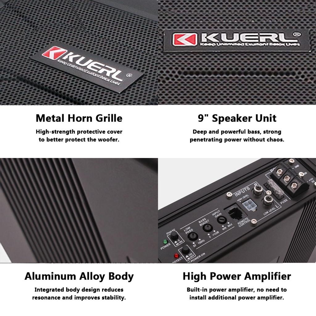 800W 9 Inch 12V Car Under Seat Slim Sub Woofer AMP Super Bass Car Amplifier Active Subwoofer Subwoofers Ultra-thin Car Speaker