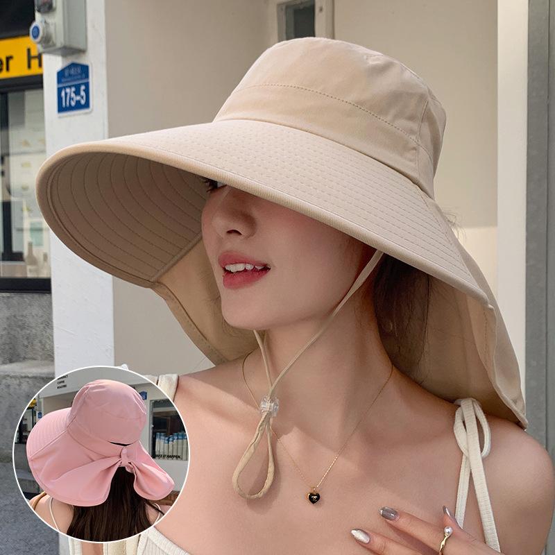 Neck Protection New Sun Hat Women's Sun Protection Face Protection UV Protection Summer Sunshade Big Brim Spring and Autumn Outdoor Bucket Hat