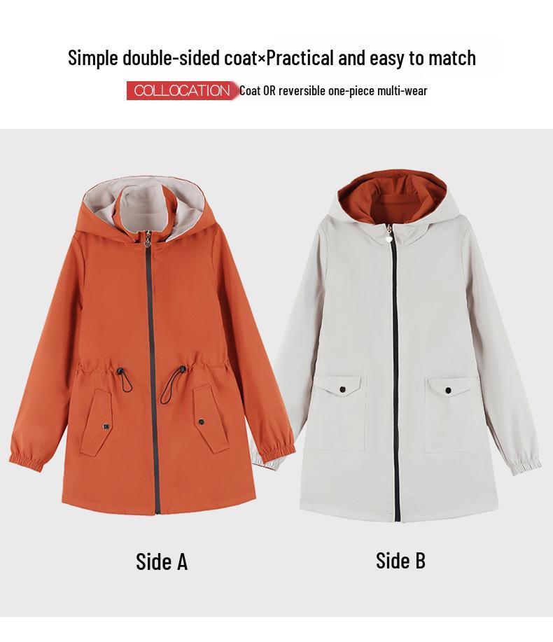 2025 Spring-Autumn Slimming Double-Sided Trench Coat: Waist-Cinching Petite Korean Style, Fashionable and Versatile Women's Outerwear.