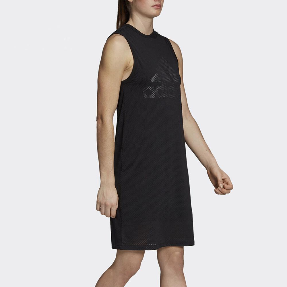 Adidas Logo Pattern Sports Casual Breathable Sleeveless Dress Women Dresses Black DT7160