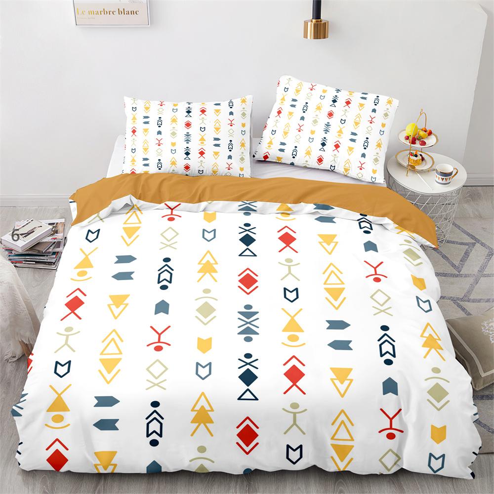 Tribal Duvet Cover Set Secret Tribe Pattern In Bohemian Style Decorative Polyester Bedding Set with Pillowcase King Queen Size