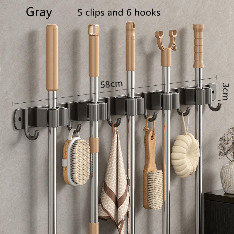 

Держатель для швабры из нержавеющей стали, настенный держатель для швабры для дома, гаража, ванной комнаты, нескользящий органайзер для швабры