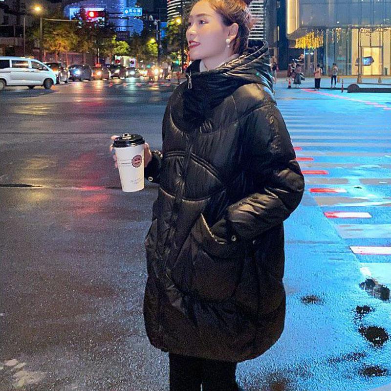 Down Cotton Coat Long Women's Winter Jacket Outerwear Loose Hooded Cotton Clothes Female Warm Parker Overcoat Purple Black