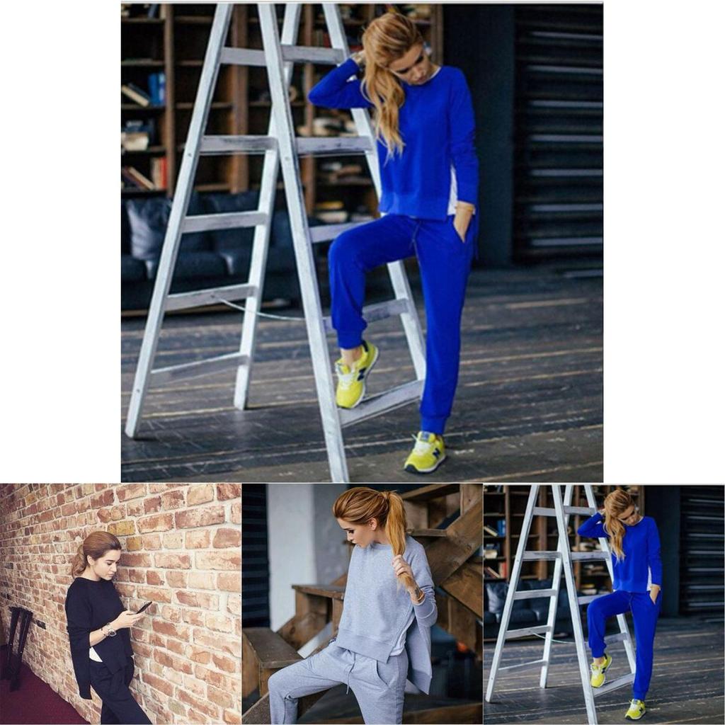 Tuta da Ginnastica da Donna Felpe con Cappuccio Pantaloni Set Colore Unico Abbigliamento Sportivo Casual Tuta 2 Pezzi Per Comfort Tutto il Giorno