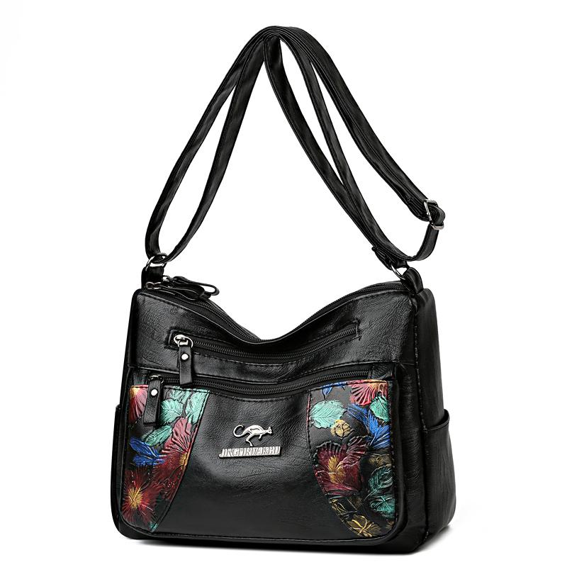 Middle-Aged Women's Large Capacity Bag Soft Leather Shoulder Crossbody Bag for Mom