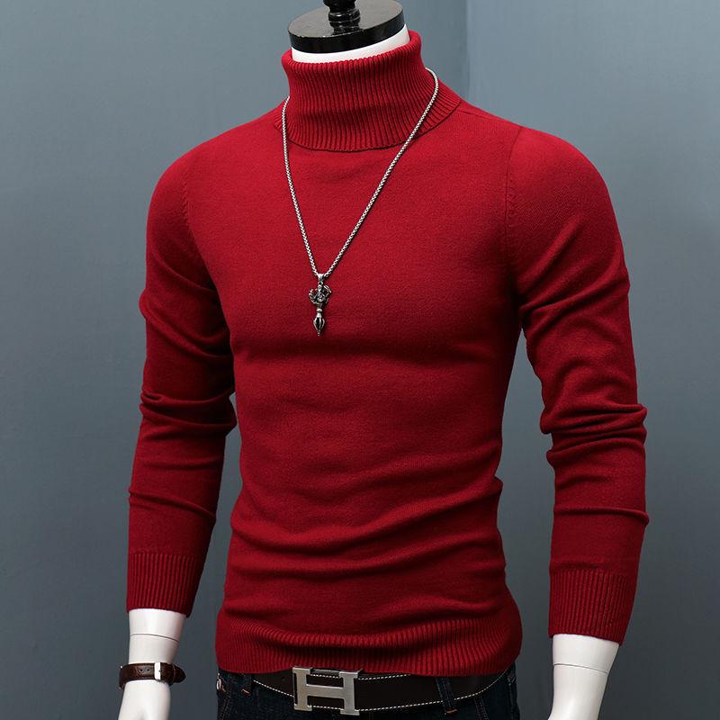 Men's Korean Style Turtleneck Knitted Sweater: Autumn/Winter Thick, Trendy, Plus Size Loose Pullover.