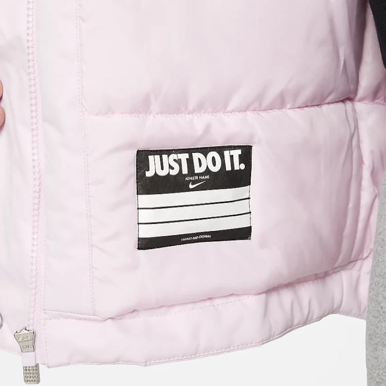 Nike Kids Mid-Length Color Block Hooded Zip-Up Casual Jacket Kids Jackets Foam-Pink FV3043-663