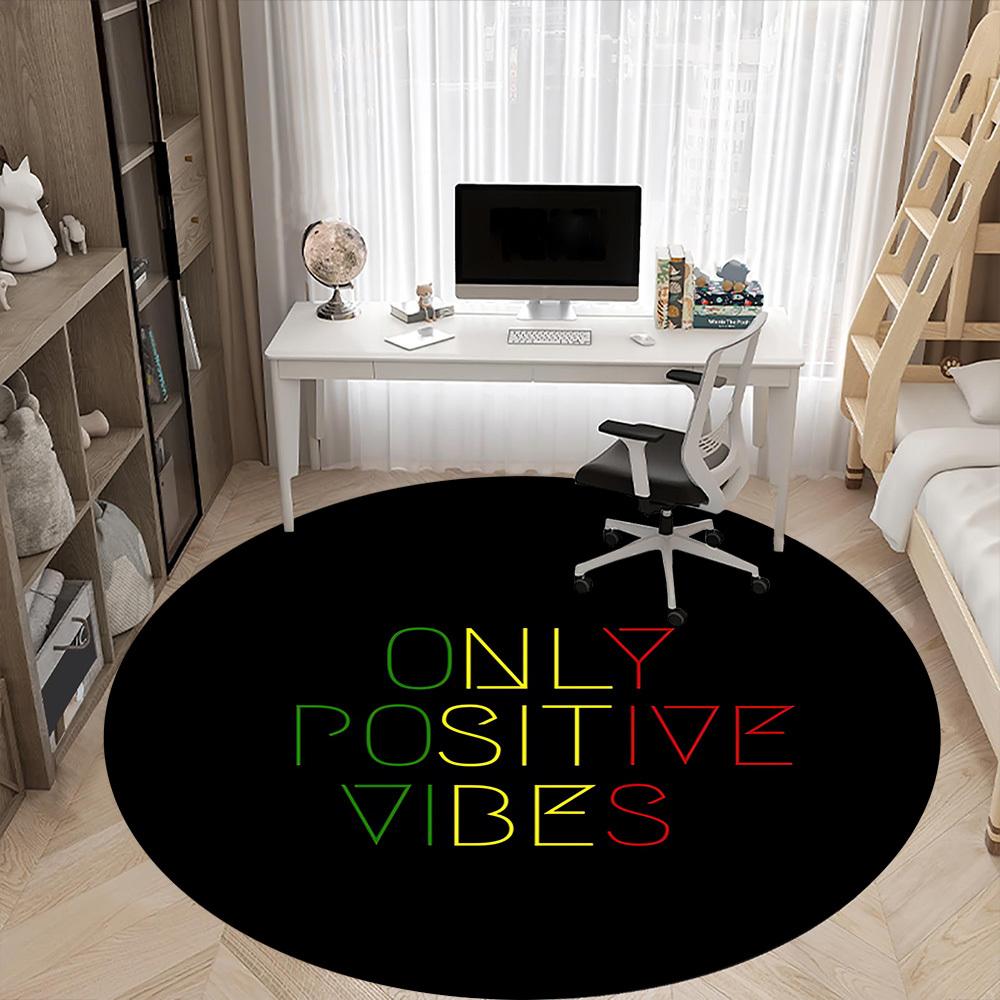 1pc Positive Vibes Chair Carpet for Office Non Slip, Lightweight, Machine Washable Rug for Office Holiday Decor