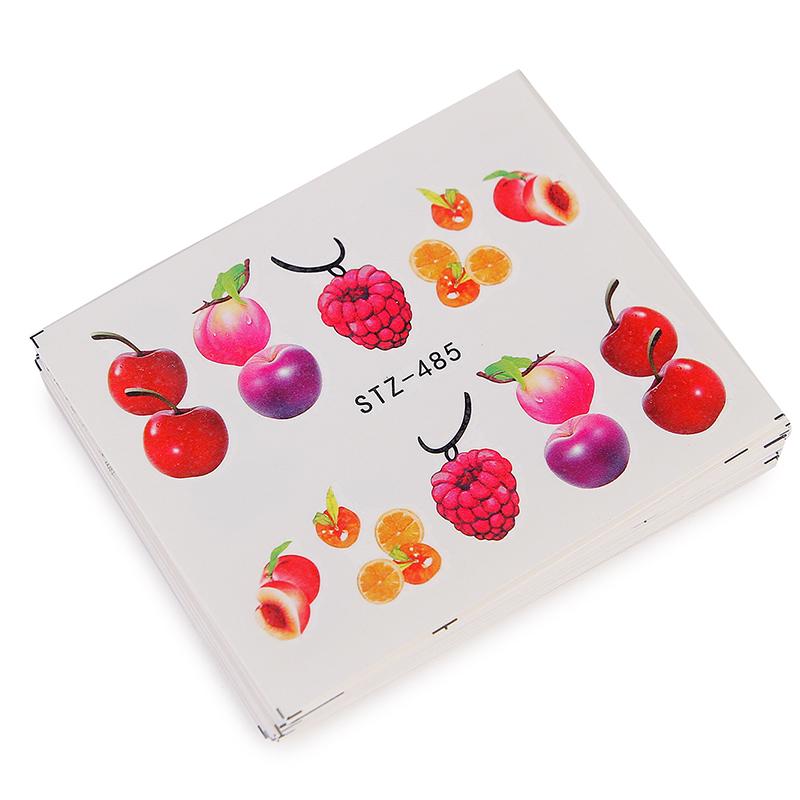 18 Blatt Wassertransfer-Nagelkunst-Aufkleber, Obst, Eis, Cocktail, Kirsche, Erdbeere, Kuchen, Bildaufkleber, Schönheit, DIY, Maniküre-Werkzeuge