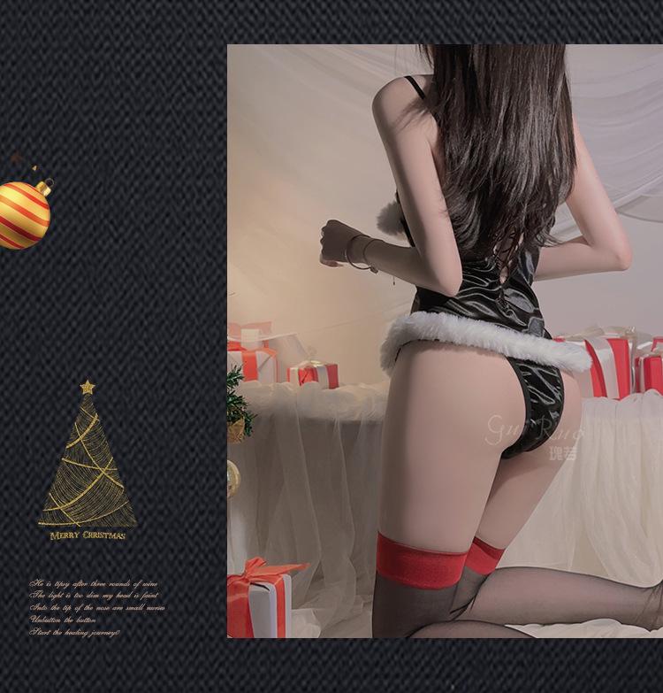 Stunning Low-Cut Christmas Lingerie Bodysuit Role Play Set