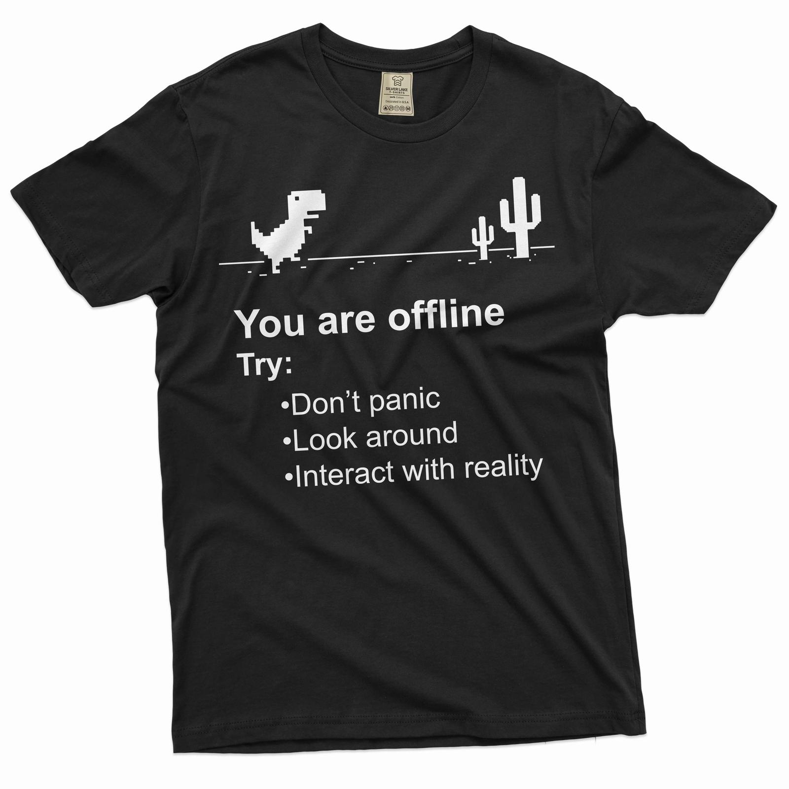 Mens Funny Shirt Google Offline Game Shirt Gaming Funny Game T-Shirt Mens Womens Tees Tops For Him S