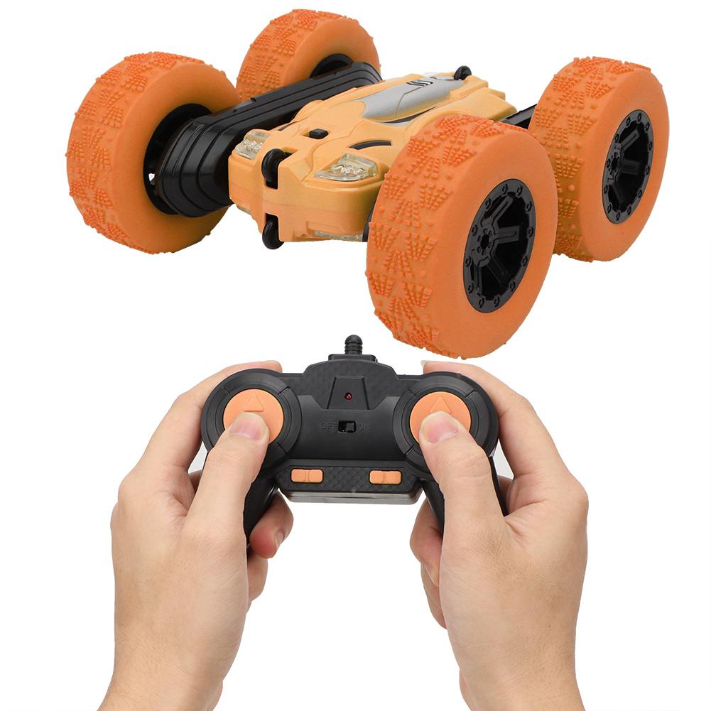 Remote Control Mini Plastic Light Double Sided Electric 360 Degrees Rotation Car Children Toy (Orange)