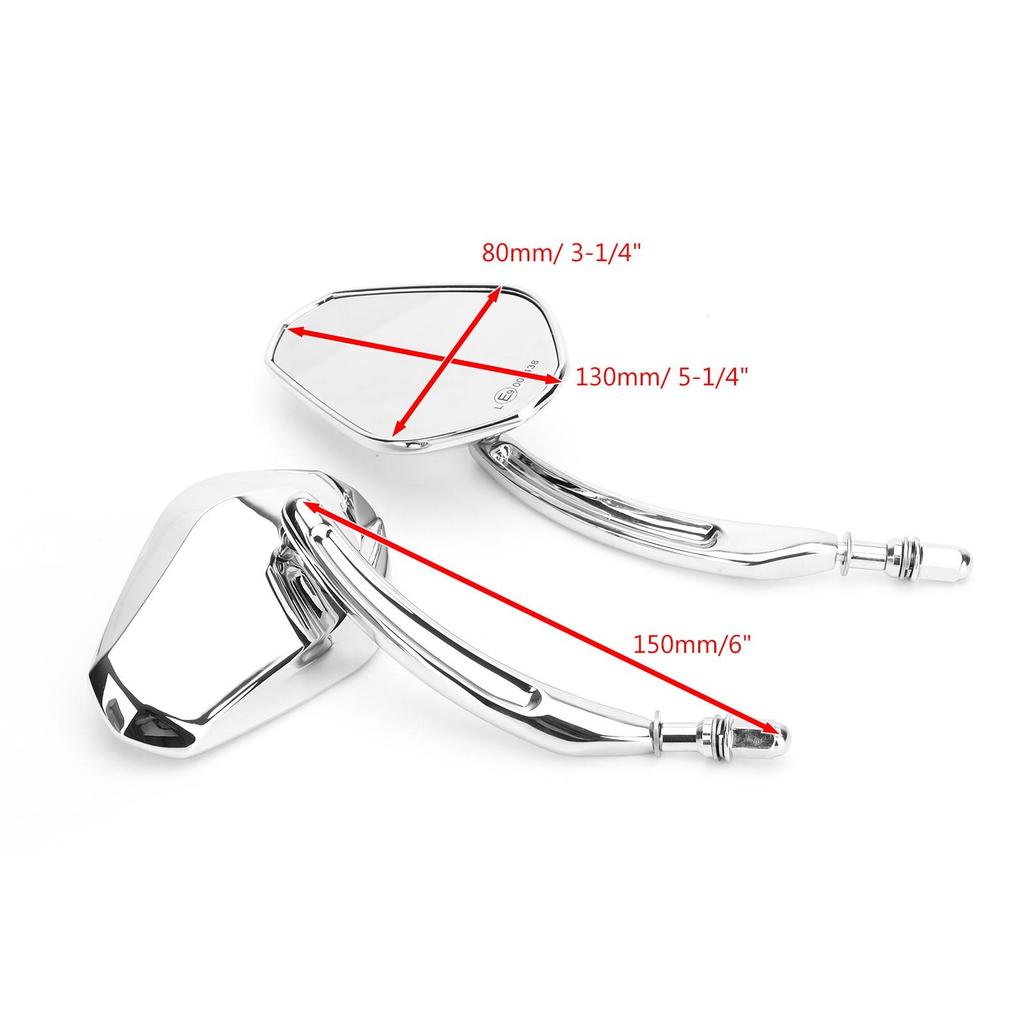 Chrome Diamond Rearview Mirrors Motorcycle For Harley Cruiser Touring Chopper Sportster
