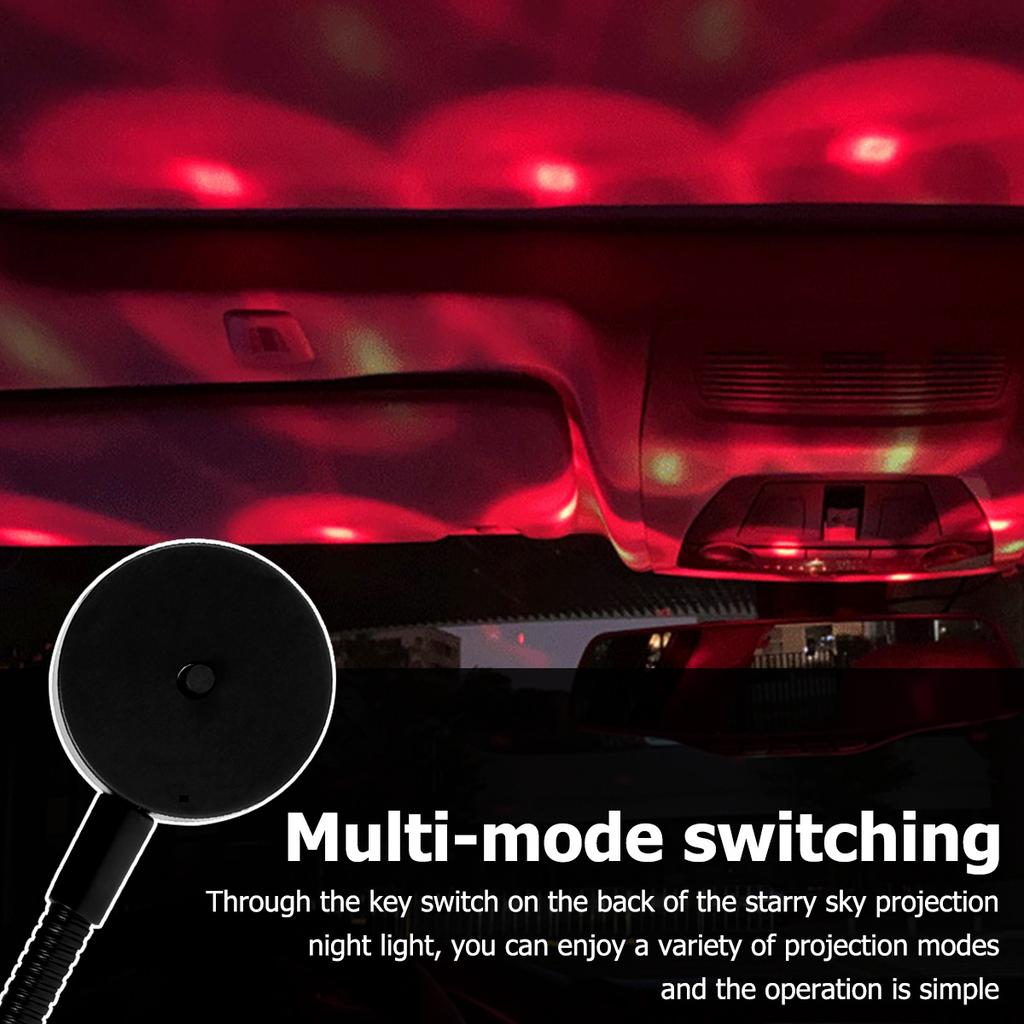 Car Roof Projector Light Sound Activated USB Car Ambient Light with 4 Light Colors Multiple-Mode LED Car Interior Decoration