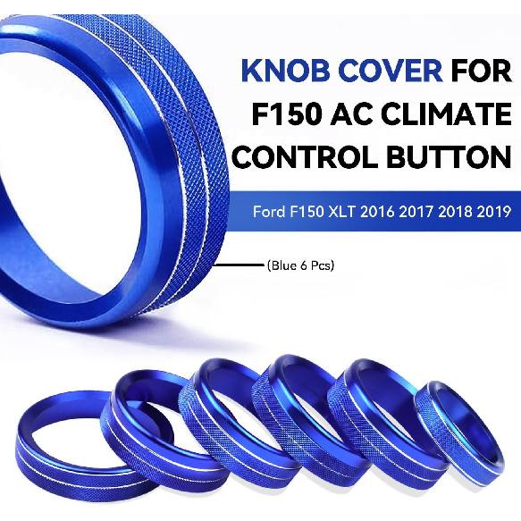 Knob Cover for F150 AC Climate Control Switch/Trailer/4WD/VOL/Tune Button Interior Center Console Trim Accessories Compatible with Ford F150 XLT 2016