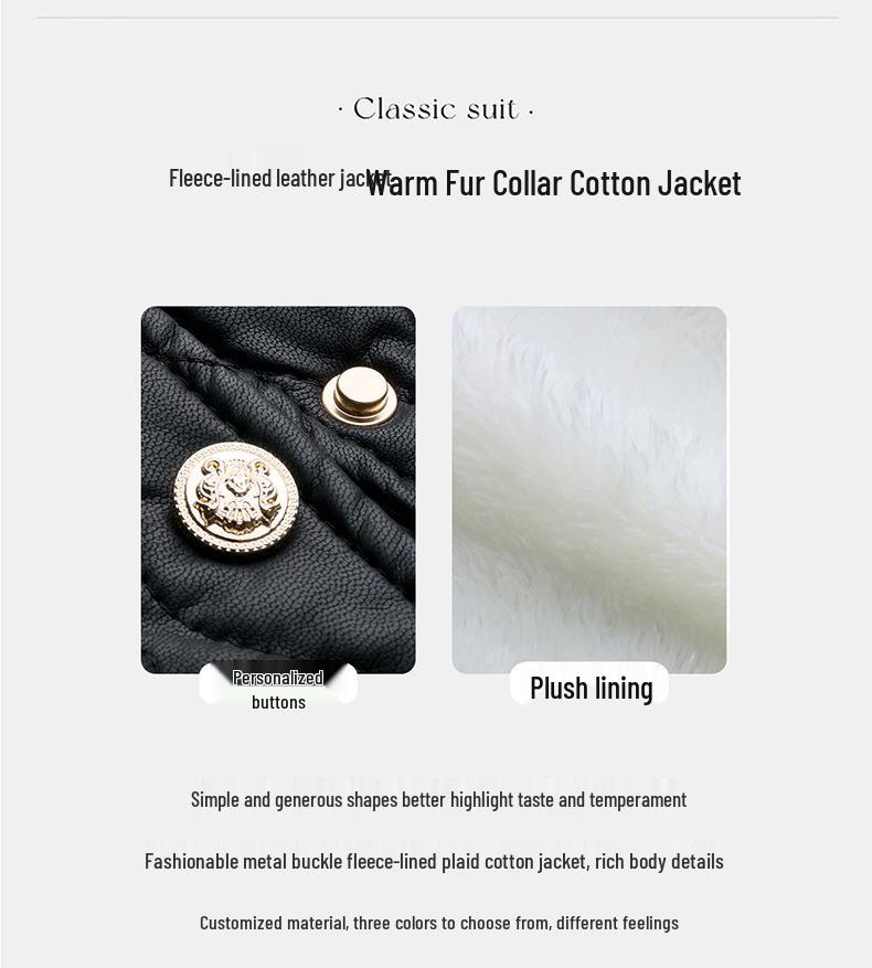 Winter Women's Korean Fashion PU Leather Coat with Fleece Lining and Fur Collar - Style WA8211