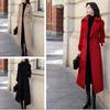 Womens Long Wool Blend Coat Thick Winter Overcoat Slim Fit Double Breasted Trench Style