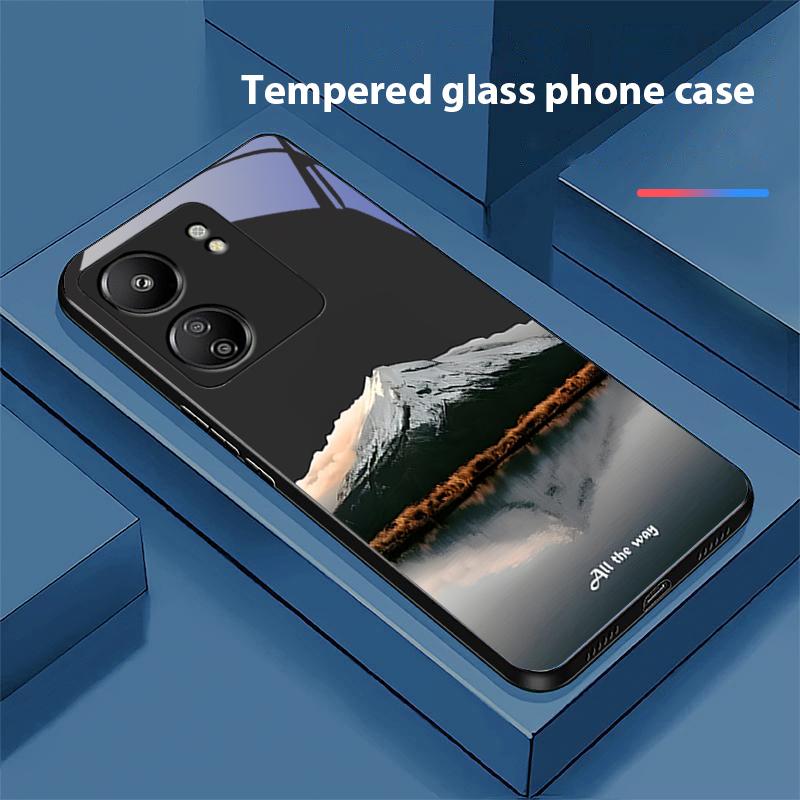 Dark Forest White For Xiaomi Redmi 13C Note13 12 Pro Plus 5G Note 9 13T Pro POCO X6 F5 F6 Black Tempered Glass Phone Case