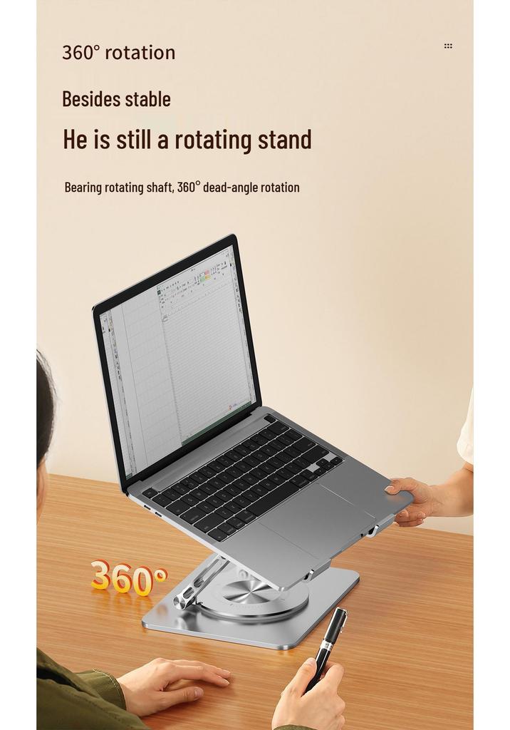 Aluminum Rotatable Laptop & Tablet Stand with Cooling & Height Adjustment