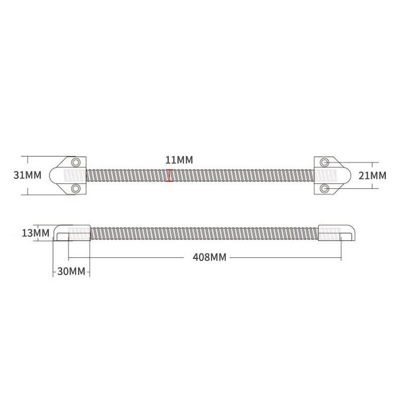 Weather Resistant Door Loop Alloy Wire Protector 16" Long 1/2" OD Stainless Steel Ends for Outdoor Gate Wiring