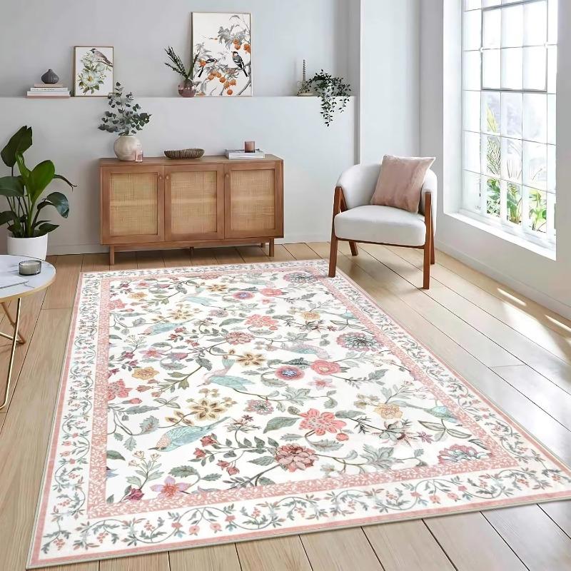 Tapijt voor Woonkamer Groot Roze Slaapkamer Kleed Bedzijde Vloermat Lente Bloem Plant Tapijten Pastorale Stijl Huisdecoratie Kleed