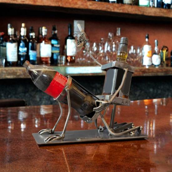 Metal Cocktail Bottle Stand Beverage Display Rack for Wine Champagne