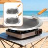 Edelstahl Crêpepfanne Flache Bratpfanne mit klappbarem Griff Camping Kochgeschirr BBQ Grill Runde Pfannkuchen