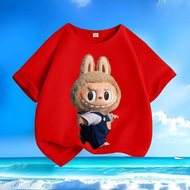 LABUBU Cartoon Fashion Short Sleeve Street Style Versatile 2025 for Boys and Girls