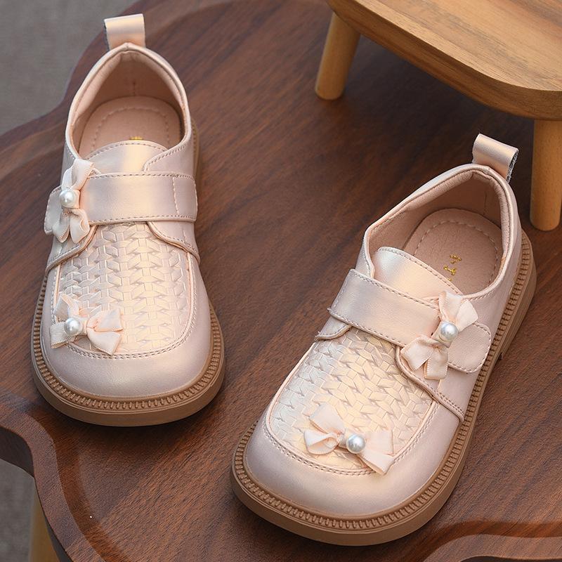 2025 Mädchen Leder Prinzessin Schuhe mit Schleife - Frühling/Herbst Kollektion