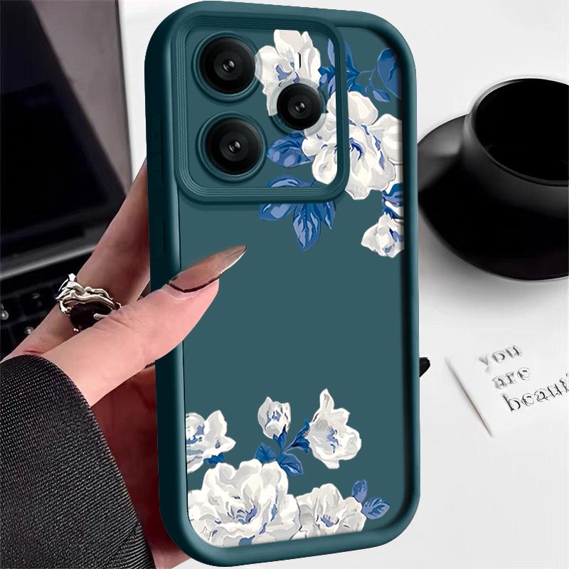 White Gardenia Floral Pattern Case For Xiaomi 14T 13T 11T Pro Funda Redmi Note 14 13 Pro 5G 4G 12 11 Shockproof Bumper Silicone Cover