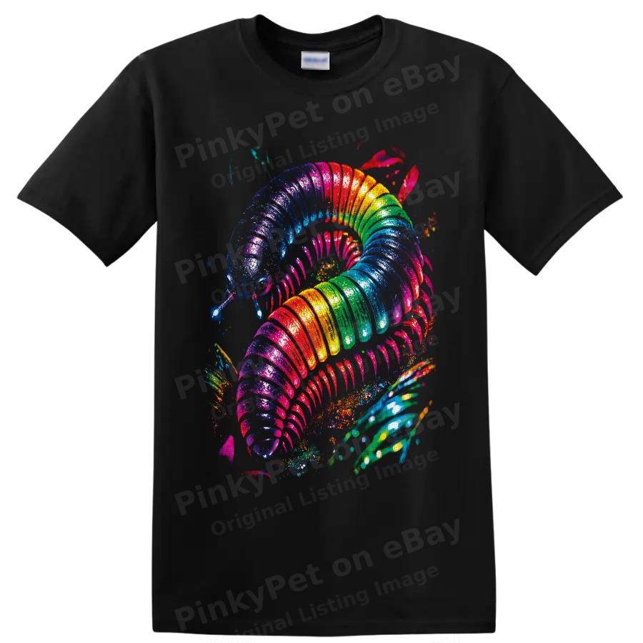 Rainbow Millipede T Shirt Colorful Insect Art Psychedelic Nature Graphic Tee