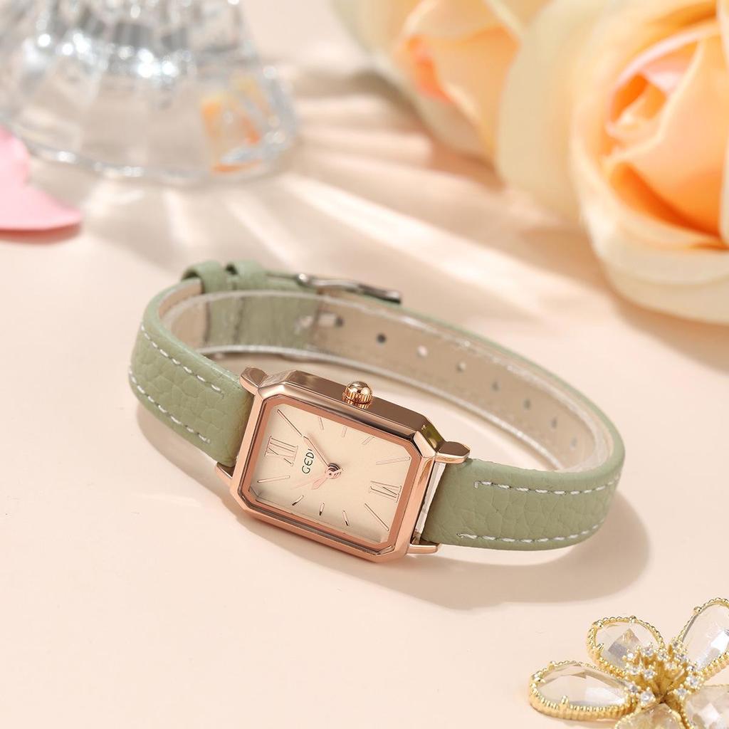 Gedi Minimalist Rectangular Women’s Watch – Retro Korean Style Quartz for Students