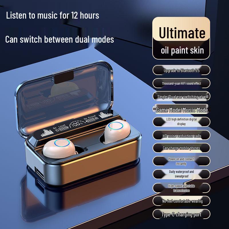 2025 Wireless Bluetooth 5.5 Headphones - Heavy Bass, Binaural Sports, Compatible with Huawei, Apple, Xiaomi, OPPO, Free Shipping