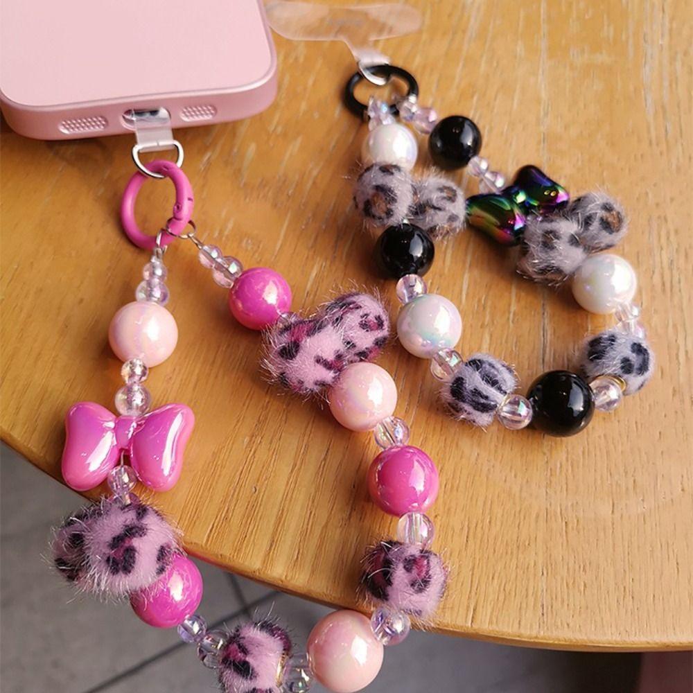 Bowknot Hairball Phone Hanging Chain Anti-lost Girls Phone Pendant Female Lady Girl